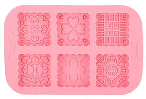 OEBUAFI Molde para Pastel de Luna de Silicona de Grado Alimenticio, Moldes para Hacer Reutilizables Fáciles de Limpiar para Pasteles y Helados, Diseño de 6 Ranuras para Entusiastas de la Repostería