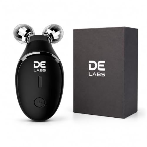 DE LABS Face Roller Massager – Facial Lifting & Firming Roller with Micro-Vibration, Skin Toning & Skincare Absorption Tool for Home Beauty Care – by INNOVATEXLABS LTD (Black)