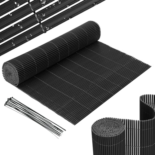 Peviasot PVC Sichtschutzmatte 80x500cm, Sichtschutzzaun Privatsphäre Wetterfest für Garten, Terrasse, Balkon Sichtschutz mit Kabelbindern, Balkonsichtschutz mit Verstärkungsrippe, Anthrazit