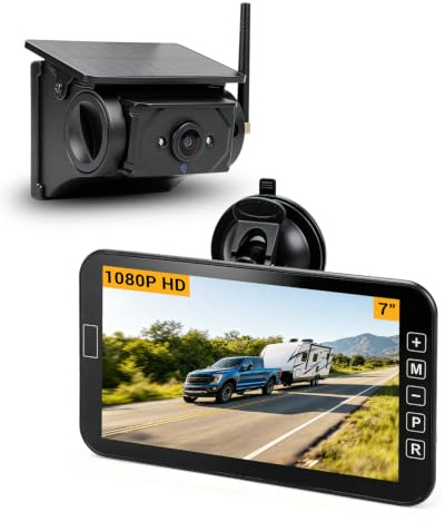 CEMOFE 7 Zoll Solar Rückfahrkamera Magnetisch Rückfahrkamera Kabellos Auto Rückfahrkameras Wohnmobil mit Monitor und 9600mAh Akku für LKW SUV Wohnwagen LKW Wohnmobil Anhänger