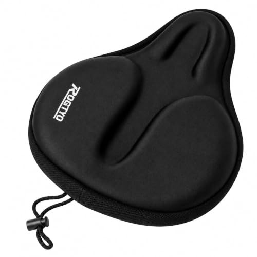 ROGTYO Gel Sattelbezug Fahrrad Sattelbezug Gelüberzug 28 x 25cm Extra Weicher Breit Groß Sattelbezu Cycle Sattelbezüge mit wasserdichter Sattelschutz für Männer, Frauen und Kinder