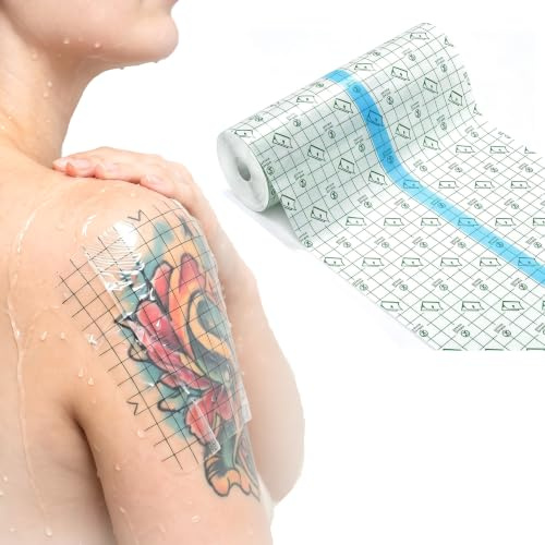 Duschpflaster Wasserfest, 20cm x 5m Waterproof Plaster Tattoo Pflaster, Second Skin, Tattoo Plaster für Handgelenke, Schulter, Arme, Wundverband, Schutzschild