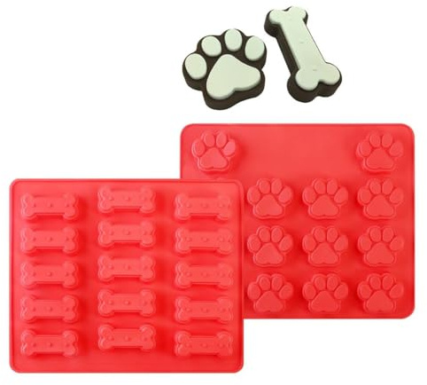 BESTOMZ Silikonformen für Hundepfoten und Knochen, 2 Stück Silikon Backform Knochenbackform für Hundekekse und Hundeleckerlies, Pralinenform Backmatten Hundeleckerlies, SüßIgkeiten, Eiswürfel