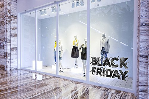Vinilo Black Friday Escaparates texto Black Friday Gris y Negro | 100 cm de largo x 80 cm de alto | Vinilo Adhesivo | Decora tu escaparate | Pegatinas Adhesivas Escaparate | Vinilos para negocios