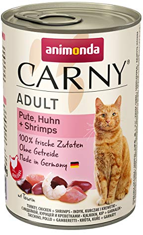 animonda Carny Katzen Nassfutter Pute + Huhn + Shrimps (6 x 400g), getreidefreies Katzen Nassfutter ohne Zucker, mit frischen fleischigen Zutaten
