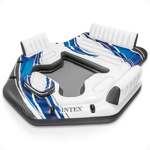 Intex Blue Tropical Island 5 Seat Floating Lounge Raft w/ 4 Cup Holders | 5727EP