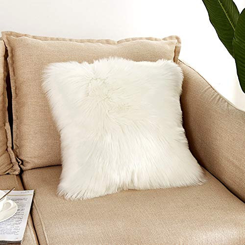 YLXD Kissenbezug Cashmere-Feeling Kopfkissen Sofa Lendenkissen,Kunstfell Reißverschluss Kissenhülle Kissenbezüge Fellkissen Sofakissen Wildfell Fell Bezüge Kissen Hülle Sofa Deko Hüllen