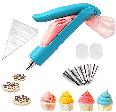 Bebester Kit de fournitures de décoration de gâteau, embouts de glaçage en silicone sac à pâtisserie coupleur en plastique pour ongles de fleur, stylo de décoration de gâteau