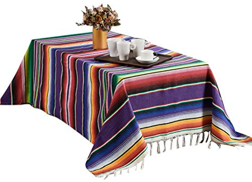 Liery Couverture de Plage Ethnique en Coton Mexicain Inde Faite à la Main Arc-en- Couverture de Plage, Lilas, 120 * 180