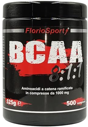 BCAA 8 1 1 - AMINOACIDI RAMIFICATI 500 Compresse Tavolette da 1000 mg con Vitamina B1 e B6. Integratore Post Workout per Energia e Recupero.