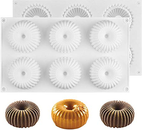Silikon-Backformen, Donut-Kuchen, Silikonformen für Mousse-Kuchen, Dessert-Form für Schokolade, Pudding, Gebäck, dichte Ringformen, 6 Mulden.