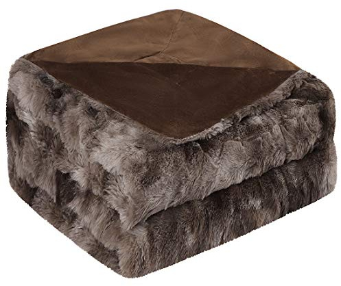 PiccoCasa Weiche Kunstfelldecke, Doppelgröße, wendbar, Batikfärbung, luxuriös, zottelig, Überwurfdecke für Sofa, Couch und Bett, flauschige Plüsch-Fleece-Decken als Geschenk, 152,4 x 198 cm, Braun