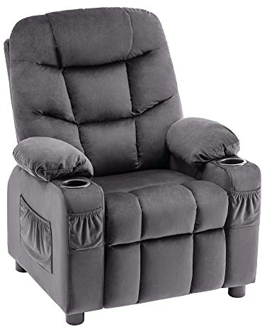 MCombo Kids Sessel Jugend- und Kindersofa Kindersessel mit Liegefunktion 7355 (Dunkelgrau)