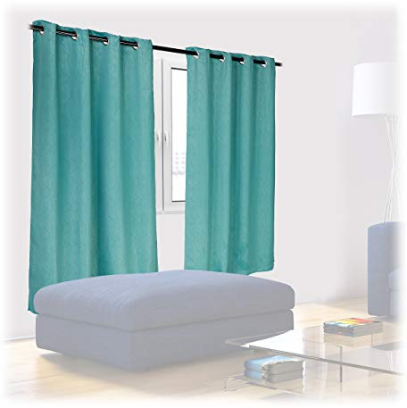Relaxdays Vorhänge, 2er Set, HB 175x135 cm, Blickdicht, lichtundurchlässig, Ösen, Verdunkelungsvorhänge mit Muster, grün