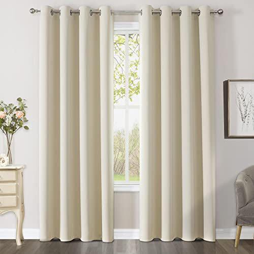 CUCRAF Blackout Curtains for Bedroom & Living Room, Beige Thermal Curtains, 72 Inch Drop, 2 Panels, Eyelet, Soundproof Room Dividers W46 x L72
