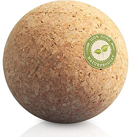 Massageball Natur Set 7 cm - Korkball, Faszienkugel für Trigger Zonen Faszienball (Triggerpunkt Faszientraining) Plantarfasziitis, Verspannungen Rücken, Schulter) - Verspannungen lösen - Fitnessball