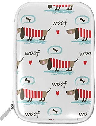 HaJie Federtasche Streifen Dackel Hund Tier Reißverschluss Schreibwaren Tasche Schule Stifteetui Große Kapazität Pinselhalter Frauen Make-up Tasche