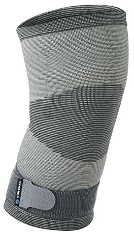 Rehband QD Kniebandage - leichte Kniegelenk-Bandage bei Schmerzen & Beschwerden ideal für Alltag & Sport, atmungsaktive Kompressionsbandage Knie für Damen & Herren, Farbe:Grau, Größe:S