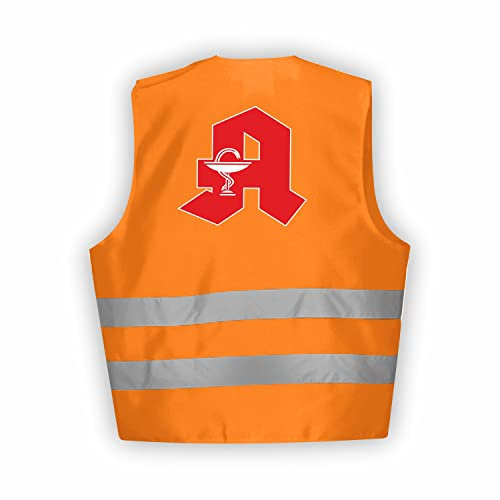 Fassbender-Druck WARNWESTEN - Sicherheitsweste ORANGE Warnweste nach EN ISO 20471 zertifiziert - Warn Weste für APOTHEKE - Unisex mit hochwertigem Reflektorstreifen (ORANGE I XL/XXL I 10er Set)
