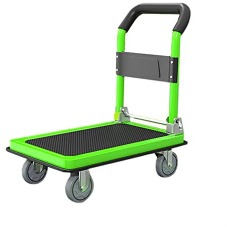 WANGPP Plattformwagen mit Antirutschbeschichtung,Transporthilfe Paketwagen,mit starkem Profil,Kantenschutz, bis 200 kg Tragkraft (Color : Green, Size : 90 * 60 * 90cm)