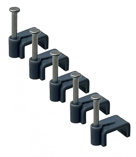 On1shelf Flachkabel-KLEMMEN mit Befestigungsnagel Beutel mit 50 Stück (Grau, 14 mm)