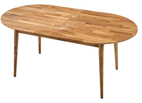 Nordic Story Esstisch Scandi 2 (oval, ausziehbar) • Ideal als großer Konferenztisch • Holztisch aus Massivholz (Eiche) • Eiche Natur • Tisch (140-175 x 90 x 75 cm)