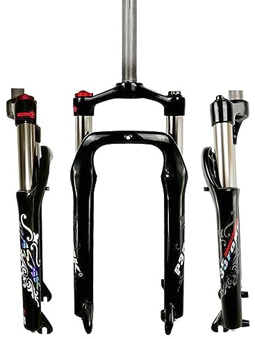 HSQMA Snowbike-Gabel, 20 Zoll Fatbike-Gabel 4,0-Zoll-Reifen Ölgefederte Gabel Federweg 100mm Fahrrad Scheibenbremse Vorderradgabel Für 1-1/8 Gerades Rohr BMX/E-Bike (Color : Black)