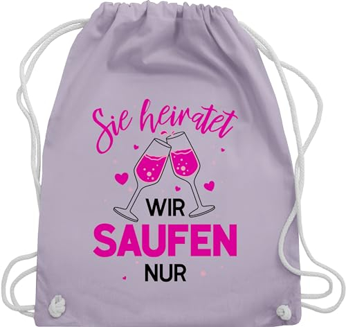 Turnbeutel Rucksack - JGA Junggesellenabschied Frauen - Sie heiratet wir saufen nur - Unisize - Pastell Lila - stoffbeutel braut team brauttaschen bachelorette party junggesselabschied beutel