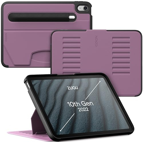 ZUGU CASE iPad 10.9 Hülle 11. / 10. Generation (A16 2025/2022), schlanke Schutzhülle 8 Winkel-Ständer magnetisch, Stifthalter, Auto Sleep/Wake UP [ Beere Violett ]
