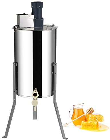 VEVOR Elektrischer Honigschleuder, 2/4 Rahmen, Honigtrennzentrifuge 140 W, Edelstahl mit Deckel, geeignete Bienennestgröße, tief 48 x 23 cm, mittel 48 x 16 cm, höhenverstellbar, für die Bienenzucht