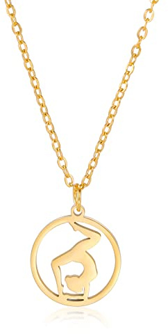 VASSAGO Gymnastikberlock, halsband, gymnastikgåva för flickor, volter, gymnastik, sport, hjärta, hänge, halsband, rostfritt stål, inspirerande smycken, gåva för kvinnor, tränare, ballerina, Rostfritt