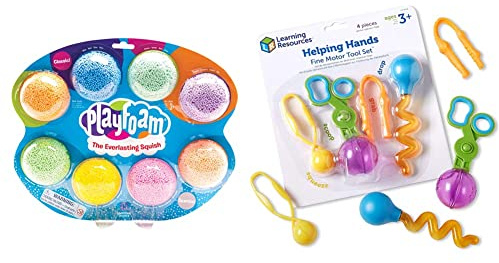 Learning Resources EI-1906 (-) Playfoam Combo 8-Pack: Child-Friendly & Helping Hands Fine Motor Tool Set Toy, Fine Motor and Sensory Toy, Fine Motor Games, Ages 3+
