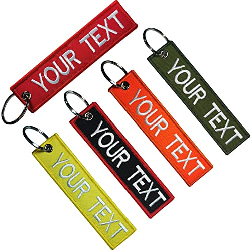 misscase Benutzerdefinierte Schlüsselanhänger, personalisierte Schlüsselanhänger Stickerei Ihr Text Name Nummer Schlüsselring für Autos Zubehör, Roller, ATV