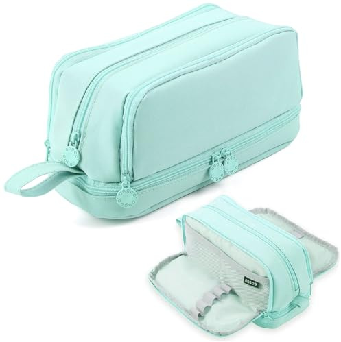 MAMUNU Mäppchen Federmäppchen mit grosser Kapazität Federmäppchen 4 Fach für Junge Mädchen Ferdertasche Tragbar Pencilcase Etui Schule für Studentin Erwachsene Damen von Schule & Büro (Hellgrün)