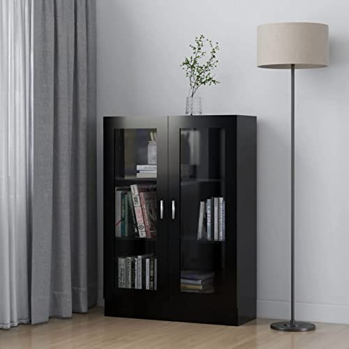 BaraSh Vitrinenschrank Schwarz 82,5x30,5x115 cm Holzwerkstoff Wohnzimmerschrank VitrinenschräNke Sammlervitrine HäNgend WohnzimmerschräNke