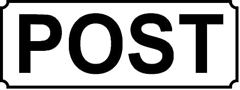 Aluminium SIGN/NOTICE  POST  Size 15cm x 6cm - printed metal plaque to show where post mail letters should be left - letterbox letter box