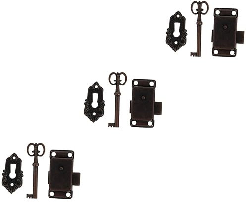 Uonlytech 6 Sets Vintage-stil Metall Schlösser Antike Schrank Schlösser Schmuck Box Riegel Set