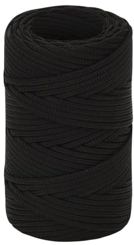 ARKEM Arbeitsseil Schwarz 2 mm 50 m Polyester Sicherungsseil Klettersteigsets
