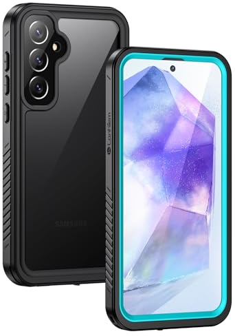 Lanhiem for Samsung Galaxy A55 Case, IP68 Waterproof Dustproof, Built-in Screen Protector, Rugged Full Body Shockproof Protective Cover for Samsung A55 5G 6.6, Blue/Clear