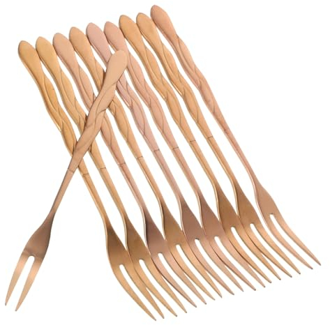 MAGICLULU 10 Pièces mini-gâteaux fourchettes à gâteau fourche à deux dents fourchettes métalliques en vrac animal fourchette à gâteau enfant Acier inoxydable