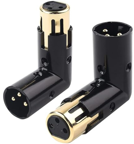 GKKICO 2PCS Audio-Adapterstecker, Verstellbarer Stecker auf Buchse, Rechtwinkliger XLR-Adapterstecker (XLR-90-Grad-Adapter)