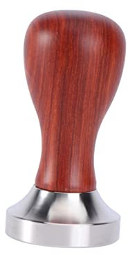 Ciieeo Flat Base Espresso Tamper Red Sandalwood Handle Stainless Steel Coffee Press for Handheld Tamping for Fresh Ground Espresso Preparation