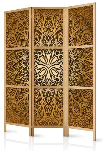 murando - Paravent Raumteiler Holz, 135x172 cm, 3-teilig, Wohnzimmer, Büro | Mobiler Sichtschutz, sofort einsatzbereit, Holzrahmen, ideal fürs Wohnzimmer oder Büro, geruchsneutral, lichtbeständig