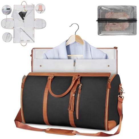 mzvoo Travluxe Faltbare Reisetasche,Reisetasche Faltbar Kleidersack,Kleidersäcke Für Reisen Für Damen, Umwandelbarer Handgepäck,Faltbare Sport-Reisetasche Mit Schuhfach, 2 In 1 Hängender Koffer