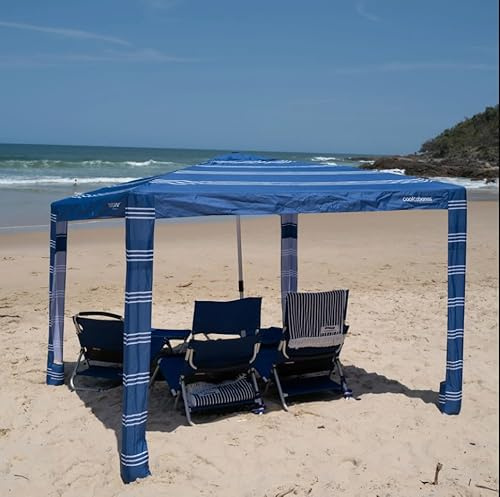 CoolCabana Beach Shade Tent - Easy Setup, UPF 50+ Protection, Large & Medium Sizes, Compact & Wind Resistant - Beach Cabana for The Whole Family - Coronado Navy, Medium