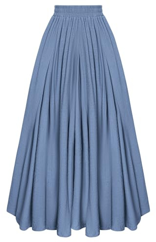 SCARLET DARKNESS Jupe Longue Médiévale pour Femme, A-Line d'hiver à Taille Élastique