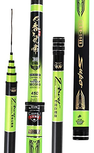 TUANZUN Teleskoprute,Angelrute,Fishing Stipprute Teleskop-Angelrute 28 einstellbar 3.6-7,2 m Carbon Ultra-Light Ultra-Harte Wettkampfversion von Schwarz(12m)