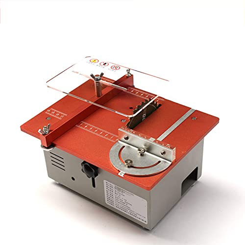 GLJTUO Mini Scie À Table, avec Jauge À Onglets, Lame De Scie Relevable, 795 Doubles Moteurs, Vitesse Réglable sur 7 Niveaux, Tour À Bois, Polisseuse, pour Bricolage, Modèles en B,Set
