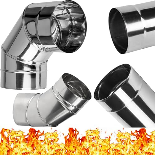 Edelstahl Ofenkie Bogen 0-90° Verstellbar Drehbar 90 Grad Rauchrohr Ofenrohr Abgasrohr Sanierung Kaminauskleidung für Schornstein Rauchabgaser Ø 140 mm