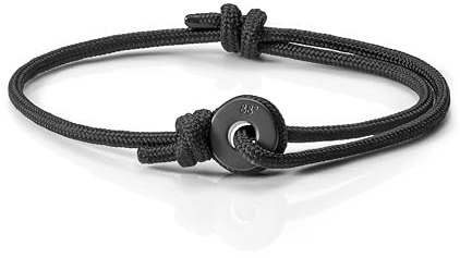 Eighty Eight Degrees Sailing Thimble Bracelet, Durable Rope Bracelet for Sailing Enthusiasts, Adjustable Rope Barcelet, Handmade in The UK (Black & Black)